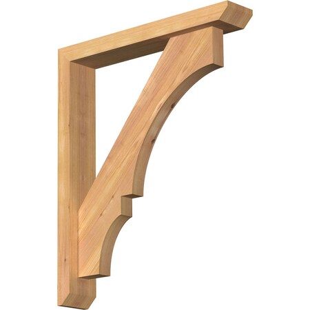 Ekena Millwork Balboa Slat Smooth Bracket w/ Offset Brace, Western Red Cedar, 3 1/2"W x 20"D x 24"H BKT0402X20X24BOA06SWR